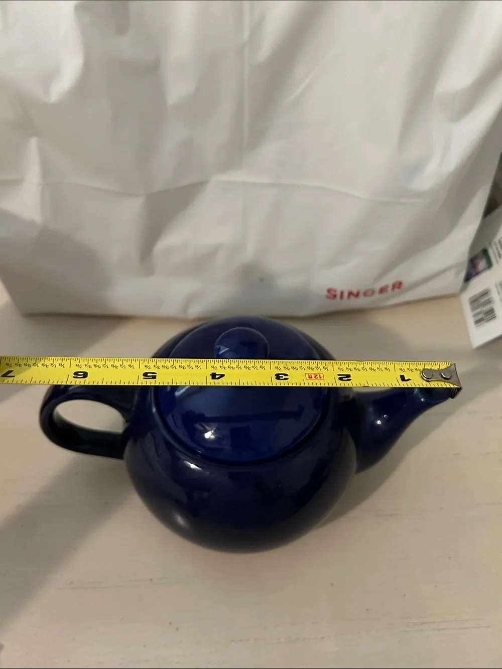 Vintage Blue Ceramic Teapot with Lid no call outs